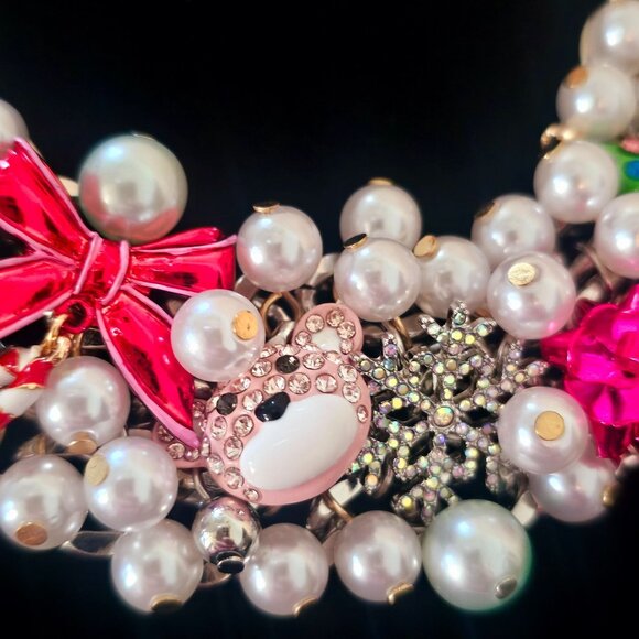 Betsey Johnson Holiday Christmas Statement Bib Choker Necklace Bracelet Set NEW - Picture 14 of 16